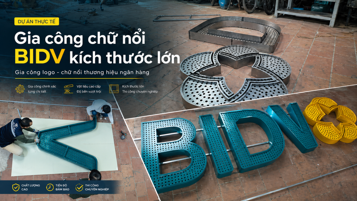 Gia công chữ nổi BIDV kích thước lớn